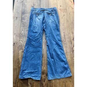Wide leg flare chambray jeans ubfree women’s size 7 low rise medium wash retro